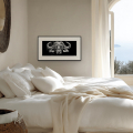 Bosveld buffalo art print by Hilde Alet Malan in a black frame mount, on a wall