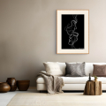 Comfortable with you print by Hilde Alet Malan, shown in a cherry frame with mount in a room (frame not included)