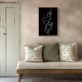 Comfortable with you print by Hilde Alet Malan, shown in a cherry frame in a room (frame not included)