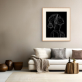 Gentle soul print by Hilde Alet Malan, shown in a cherry frame with mount in a room (frame not included)