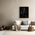 Gentle soul print by Hilde Alet Malan, shown in a cherry frame in a room (frame not included)