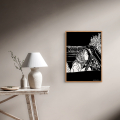 Inner compass art print by Hilde Alet Malan in a cherry wood frame, on a wall