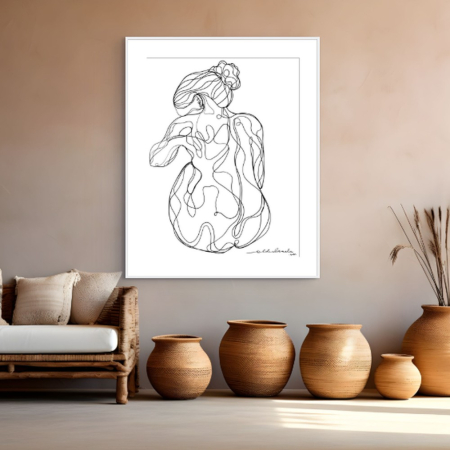 Don't just exist, live print by Hilde Alet Malan, shown in a white frame with mount in a room (frame not included)