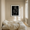 I am 3/3 print by Hilde Alet Malan, shown in a black frame with mount in a room (frame not included)
