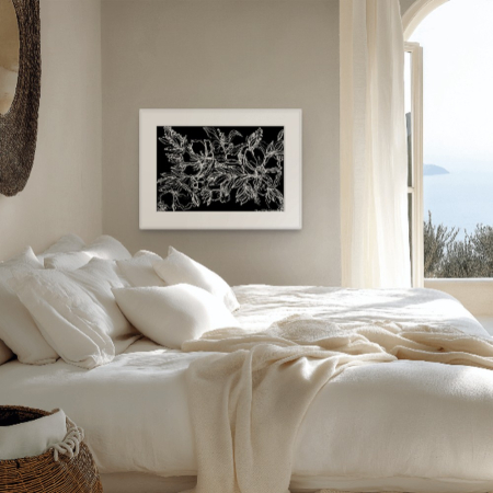 Keep growing print by Hilde Alet Malan, shown in a white frame with mount in a room (frame not included)