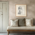 Learn to love like you have never loved before print by Hilde Alet Malan, shown in a cherry frame with mount in a room (frame not included)