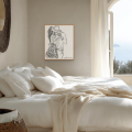 Learn to love like you have never loved before print by Hilde Alet Malan, shown in a cherry frame in a room (frame not included)