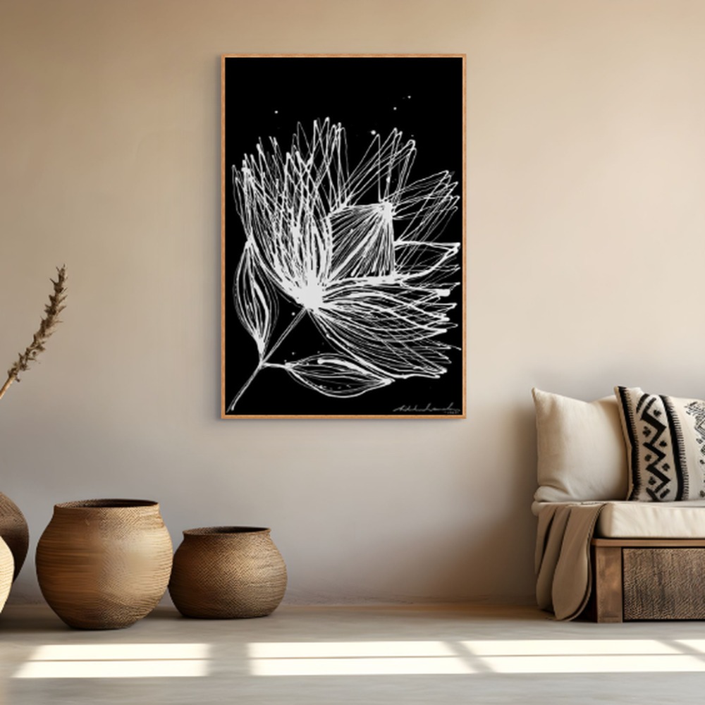 Protea B1 print in a cherry wood frame