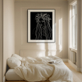 Saved art print by Hilde Alet Malan in a black frame mount, on a wall