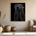 Saved art print by Hilde Alet Malan in a cherry wood frame, on a wall