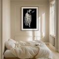Silent stripes art print by Hilde Alet Malan in a black frame mount, on a wall