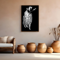 Silent stripes art print by Hilde Alet Malan in a cherry wood frame, on a wall