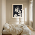 Simple pleasures art print by Hilde Alet Malan in a cherry wood frame mount, on a wall