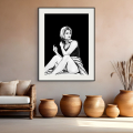 Sophia loren art print by Hilde Alet Malan in a black frame mount, on a wall